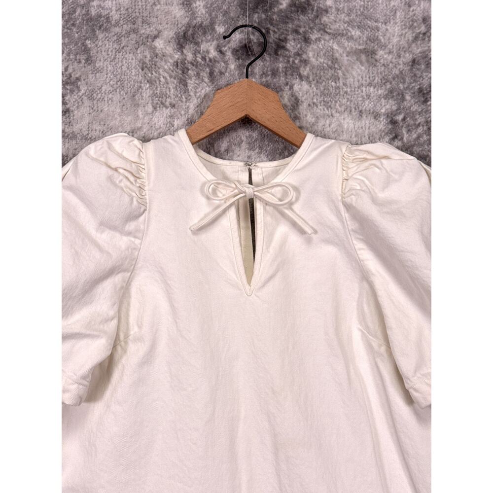 Citizens of Humanity Dress Medium Womens White Denim Puff Sleeve Mini - Picture 2 of 8